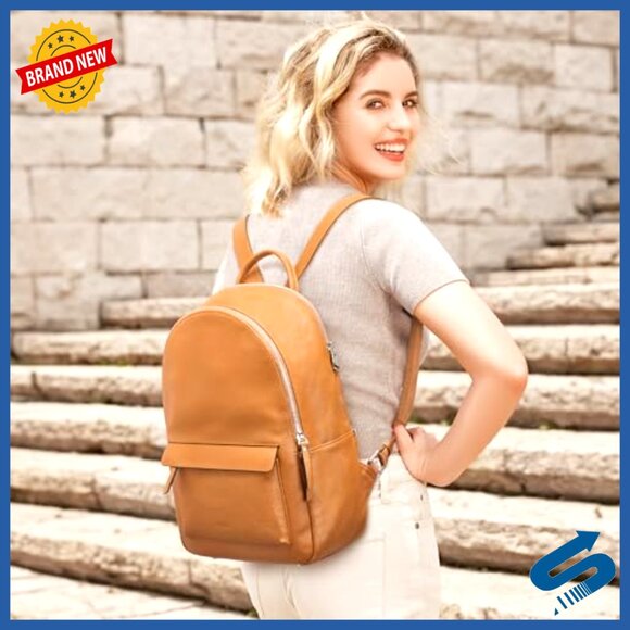 Genuine Leather Backpack Purse Medium Size Adjustable Straps Travel Work